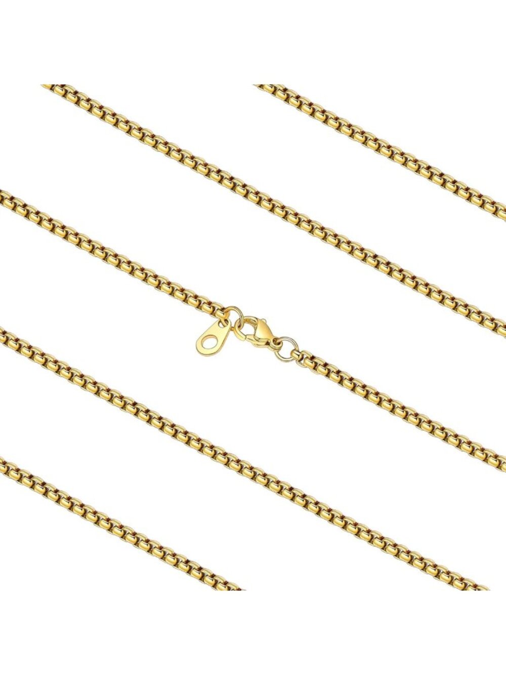 Stylish Stainless Steel Square Box Chain Necklace for Men, 2/3mm Width, Durable